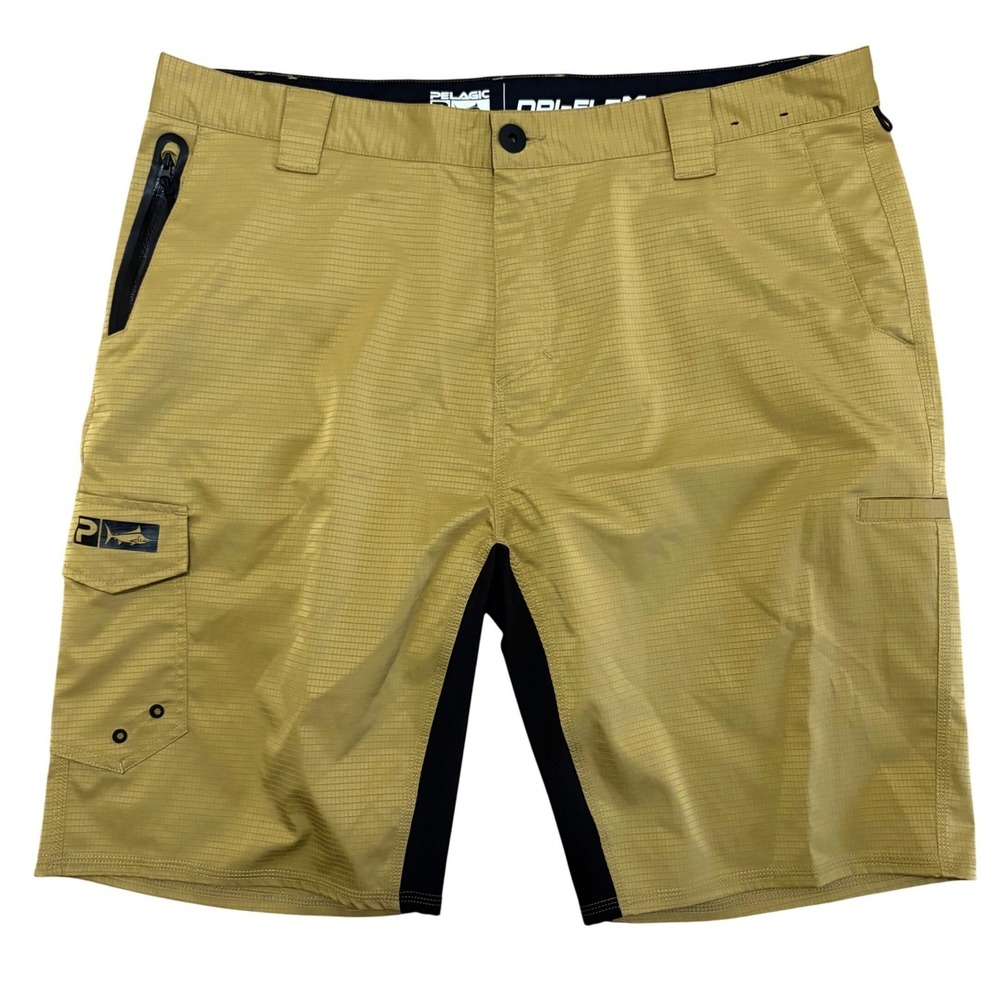 Pelagic High Performance Offshore Cargo Fishing Shorts Sz 38 Hybrid Ripstop Tan